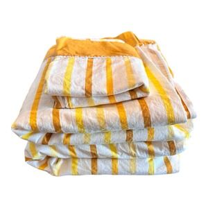 Vintage Dan River Twin Sheet Set Yellow Stripe Muslin USA 2 Flat 1 Case